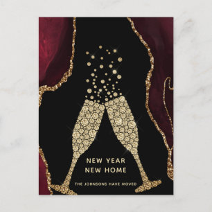 Champagne Toast New Home Burgundy Agate Helg Vykort