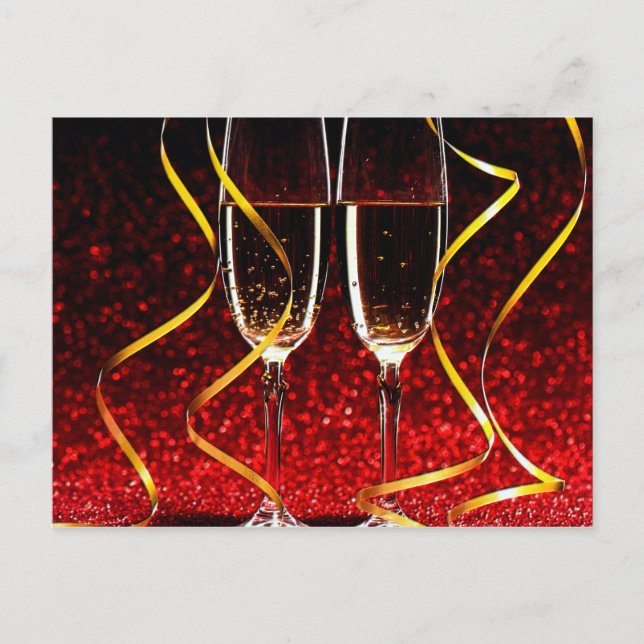 Champagne Toast på Nyårsdagen Helg Vykort (Framsida)