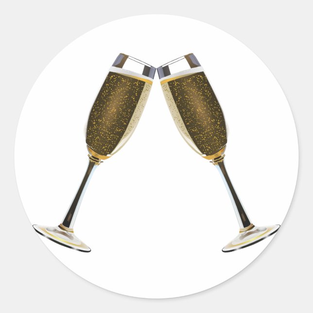 Champagne Toast Runt Klistermärke (Framsida)