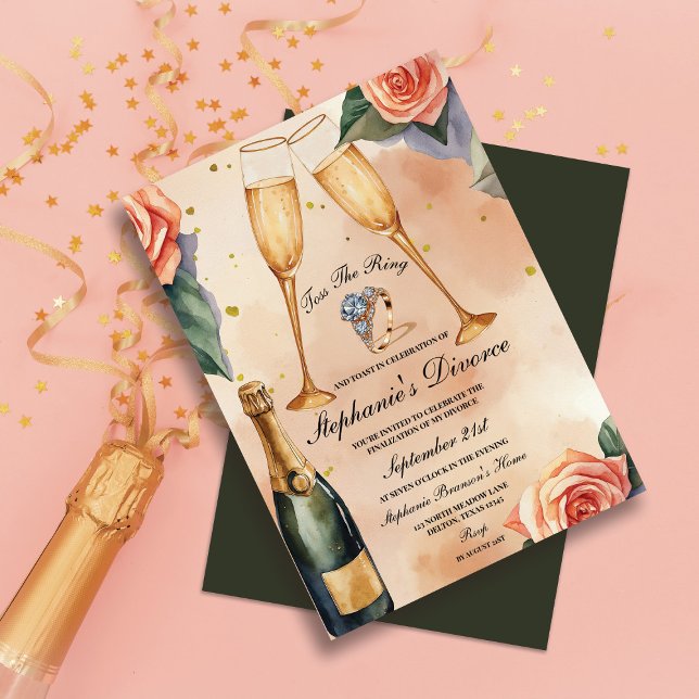 Champagne Toast to New Beginnings: A Divorce Party Inbjudningar (Skapare uppladdad)