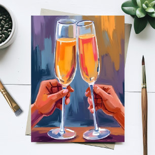 Champagne Toast Vattenfärg för firande Vykort