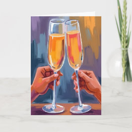 Champagne Toast | Vattenfärgstavla för firande Kort