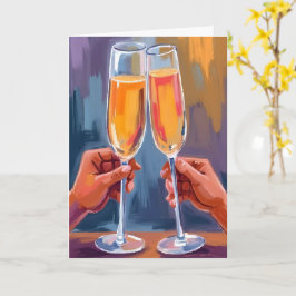 Champagne Toast | Vattenfärgstavla för firande Kort