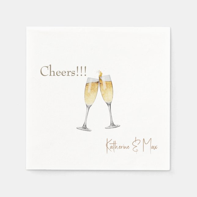 Champagne Toast Wedding Personalized Cocktail Pappersservett (Framsidan)