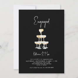 Champagne Torn Black Förlovningsfest Inbjudningar