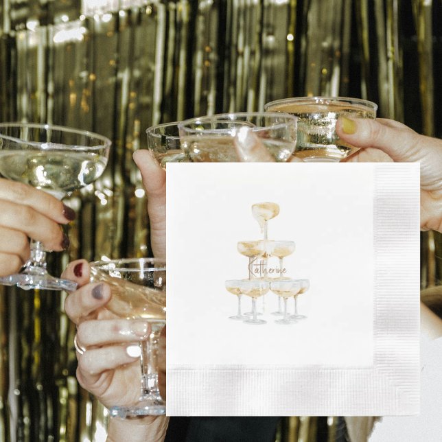 Champagne Torn Custom Namn Präglad Pappersservett (Skapare uppladdad)