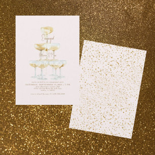 Champagne Torn Guld Text Förlovningsfest Inbjudningar