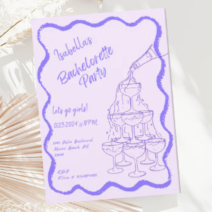 Champagne Torn Hand plockade Bachelorette Party Inbjudningar