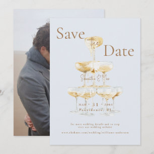 Champagne Torn Isig Blue Photo Save Date Spara Datumet
