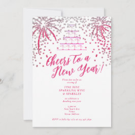 Champagne Torn Nyårsafton Dinner Cocktail Bash Inbjudningar