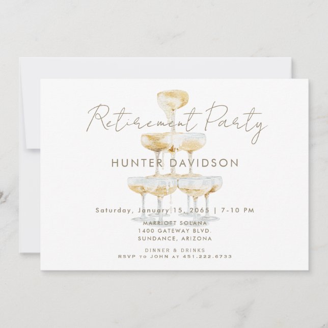 Champagne Torn Pension Party Inbjudningar (Framsida)