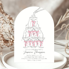 Champagne Torn Rosa Coquette Bow Möhippa Inbjudningar