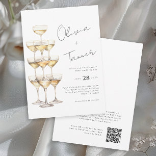 Champagne Torn Simple Chic Elegant bröllop Inbjudningar