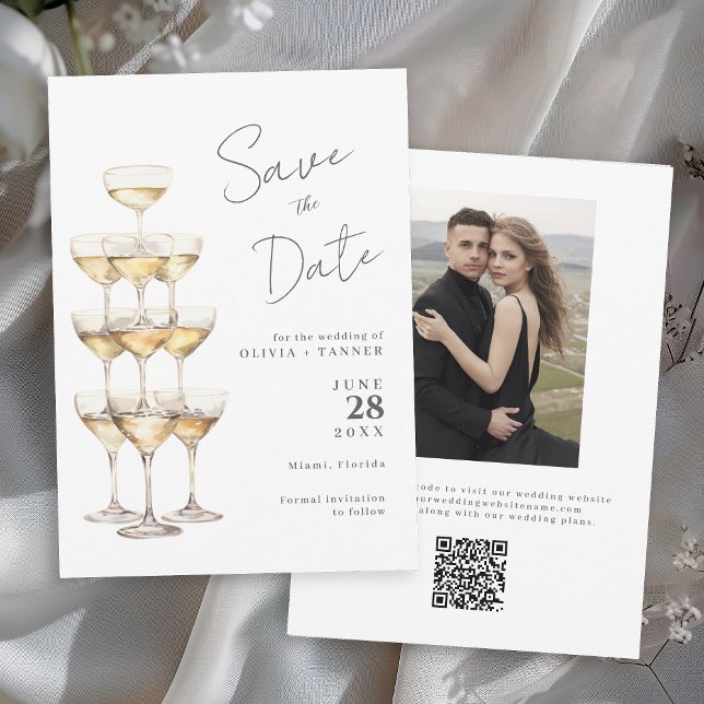 Champagne Torn Simple Elegant Photo Save Date Spara Datumet (Available in both printed and instant download digital formats.)