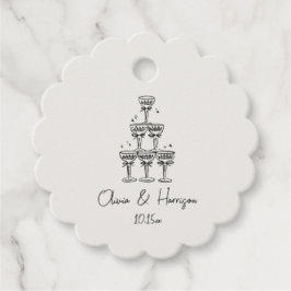 Champagne Tower Doodle Custom Name Wedding Gåvor Etiketter