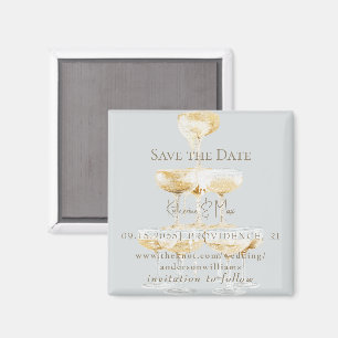 Champagne Tower Icy Blue Bröllop Save the Date II Magnet