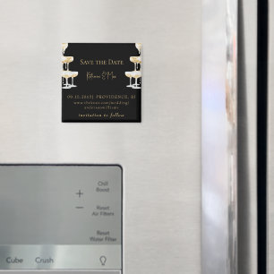 Champagne Tower Svart Bröllop Spara Datum Magnet