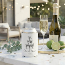 Champagne Tower Teckning Anpassat Namn Bröllop