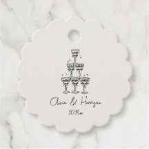 Champagne Tower Teckning Anpassat Namn Bröllop