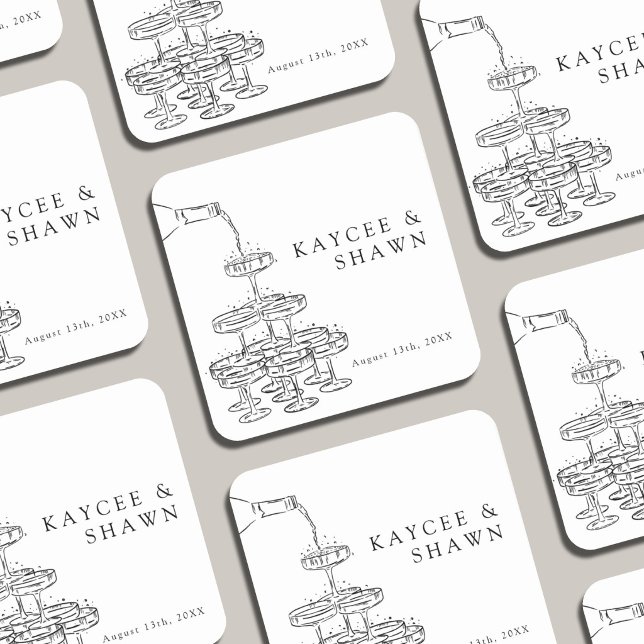 Champagne Tower Wedding Coasters Underlägg Papper Kvadrat (Skapare uppladdad)