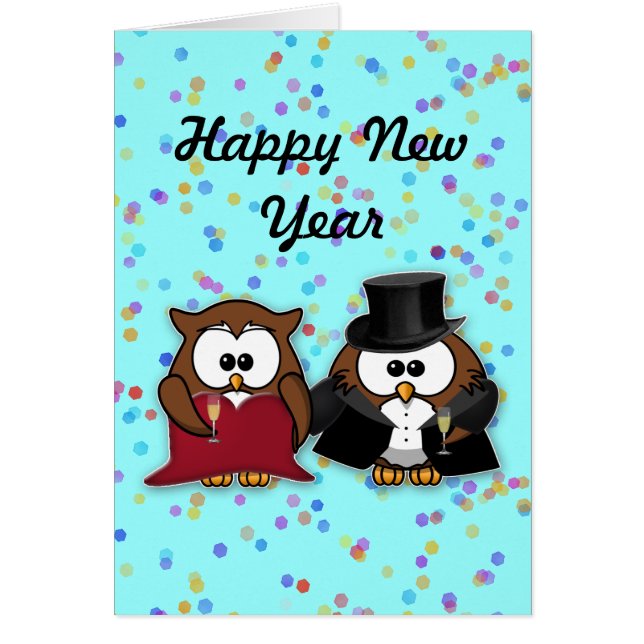 champagne uggla hälsningskort (Framsidan)