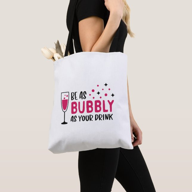 Champagne Var Så Bubbly Som Din Drink Rosa Tygkasse (Närbild)