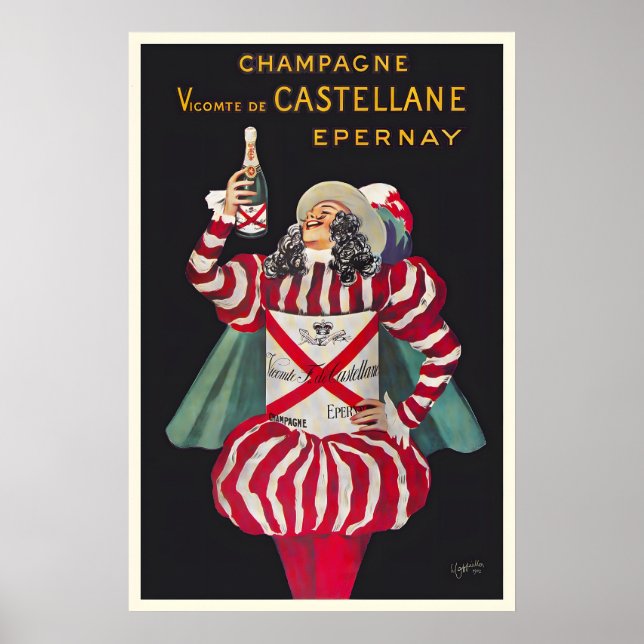 Champagne Vicomte de Castellane Vintage Mat&Dryck Poster (Framsidan)