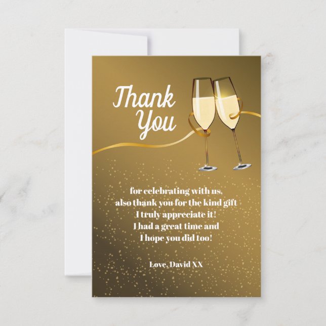 Champagne, vin, vuxen, tack. tack kort (Framsida)