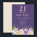 Champagne Vit ros Lila 21:a födelsedagen Party Inbjudningar<br><div class="desc">Champagne Vit ros Lila 21:a födelsedagsinbjudan Se matchande samling i butik</div>