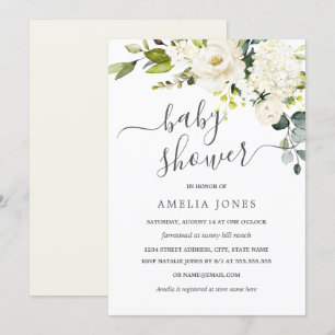 Champagne Watercolor Blommig Bebis Shower Inbjudningar