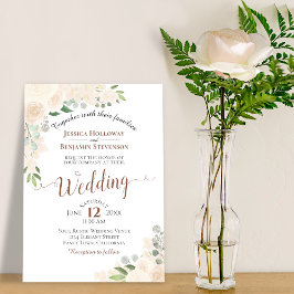 Champagne  Watercolor Blommigt Bröllop Inbjudningar