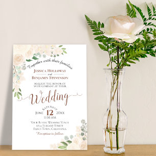 Champagne Watercolor Blommigt Bröllop Inbjudningar