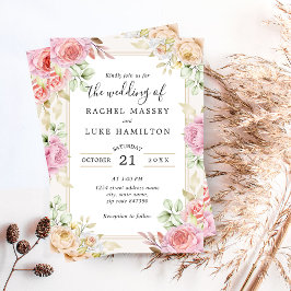 Champagne Watercolor Blommigt Bröllop Stil Inbjudningar