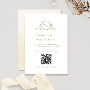 Champagne Watercolor Monogram QR-kod/OSA-Online Tilläggskort