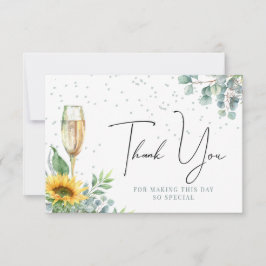 Champagne Watercolor Solros Bröllopsdusch Tack Kort