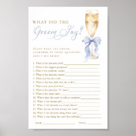 Champagne What Did the Groom Say Game Digital Poster