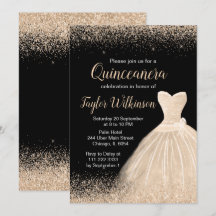 Champagne White Dress Faux Glitter Quinceanera