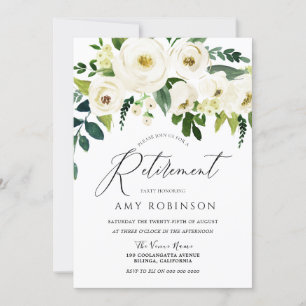 Champagne White Flowers Elegant Pension Party Inbjudningar