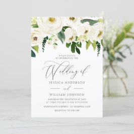 Champagne White Flowers Superely Elegant bröllop Inbjudningar