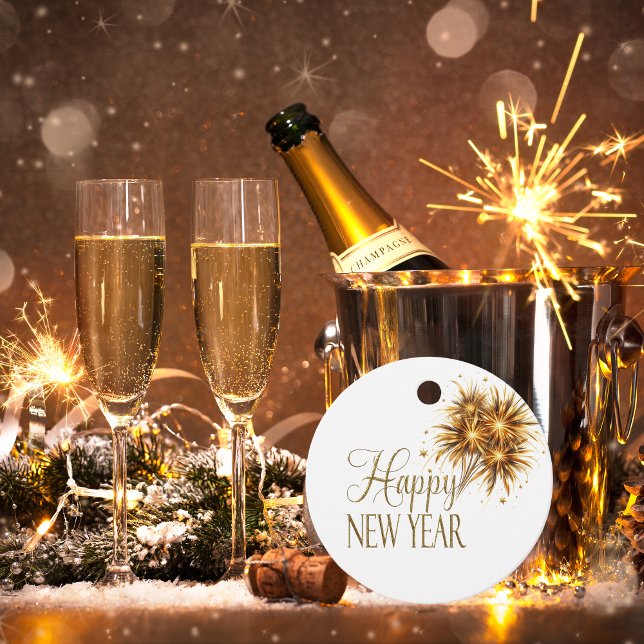 Champagne White & Guld Nyårsafton Party Gåvor Etiketter (Hand out party favors with this cute favor tag attached to it!)