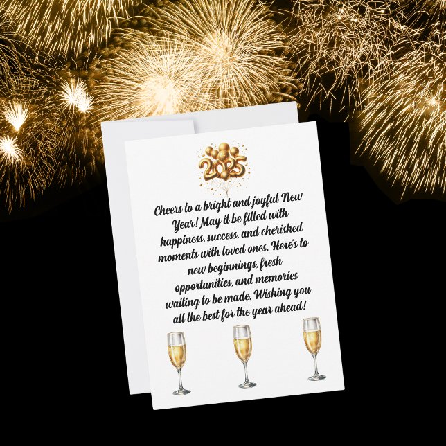 Champagne White & Guld - nyårsjubileum Hälsning He Julkort (The perfect greeting for the perfect person!)