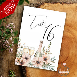  Champagne & Wildblomma Watercolor Bordsnummer