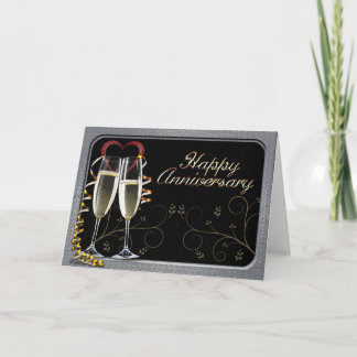 Champagne Wishes årsdagsgratulationskort Kort