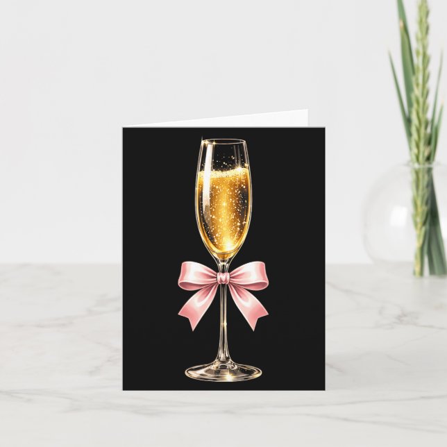 Champagne With Nk Bow For Women Luxurious New Year Kort (Framsida)