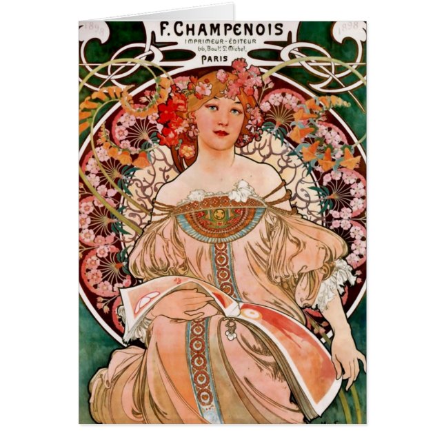 Champagne Woman - F. Champenois Imprimeur Hälsningskort (Framsidan)