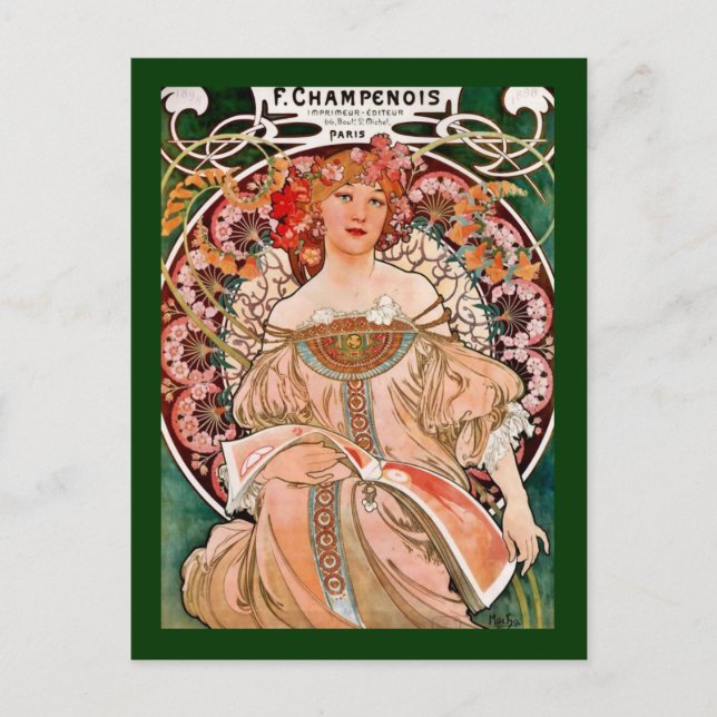 Champagne Woman - F. Champenois Imprimeur Vykort (Framsida)