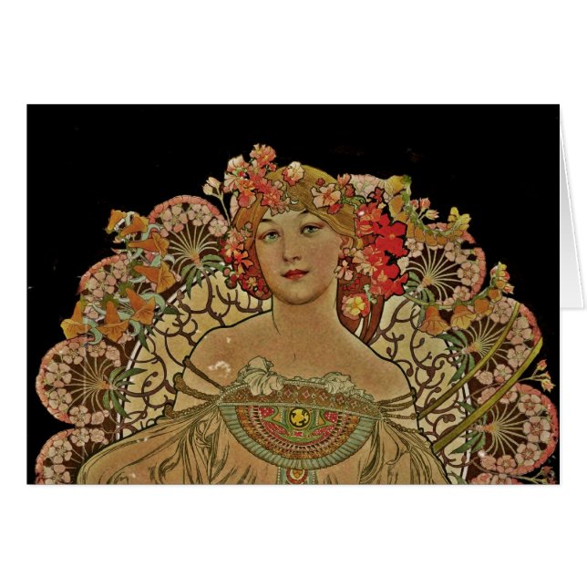 Champagne Woman on Black Hälsningskort (Framsidan Horizontal)