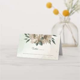 Champagneblommor, greenery botanical bröllop placeringskort