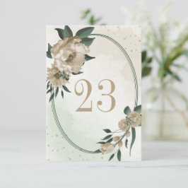 Champagneblommor, grönt geometriskt bordsnummer