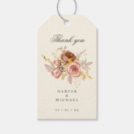 Champagnebrun ro dammig rosa bröllop tack presentetikett